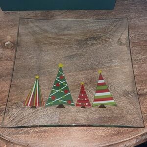 The Pampered Chef Holiday Serving Plate 12” Glass Platter in Original Box